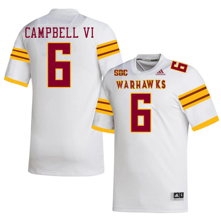 #6 Wesley Campbell VI Louisiana-Monroe Warhawks College Football Jerseys Stitched-White